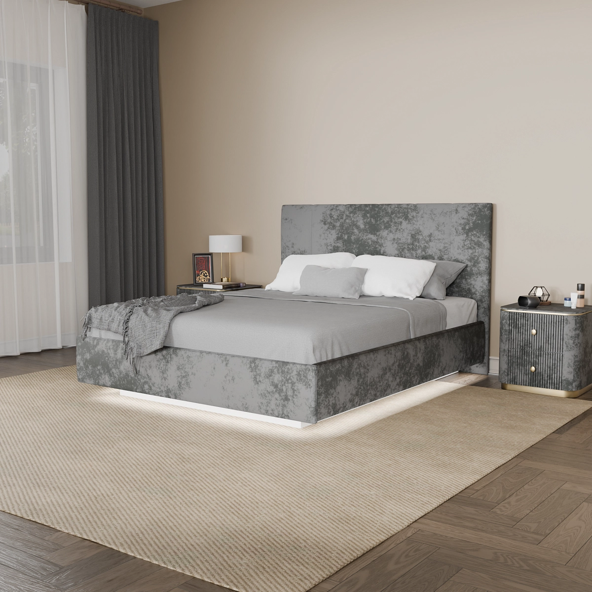 Кровать с подъемным механизмом Диона Графит 180х200 (avatr26)